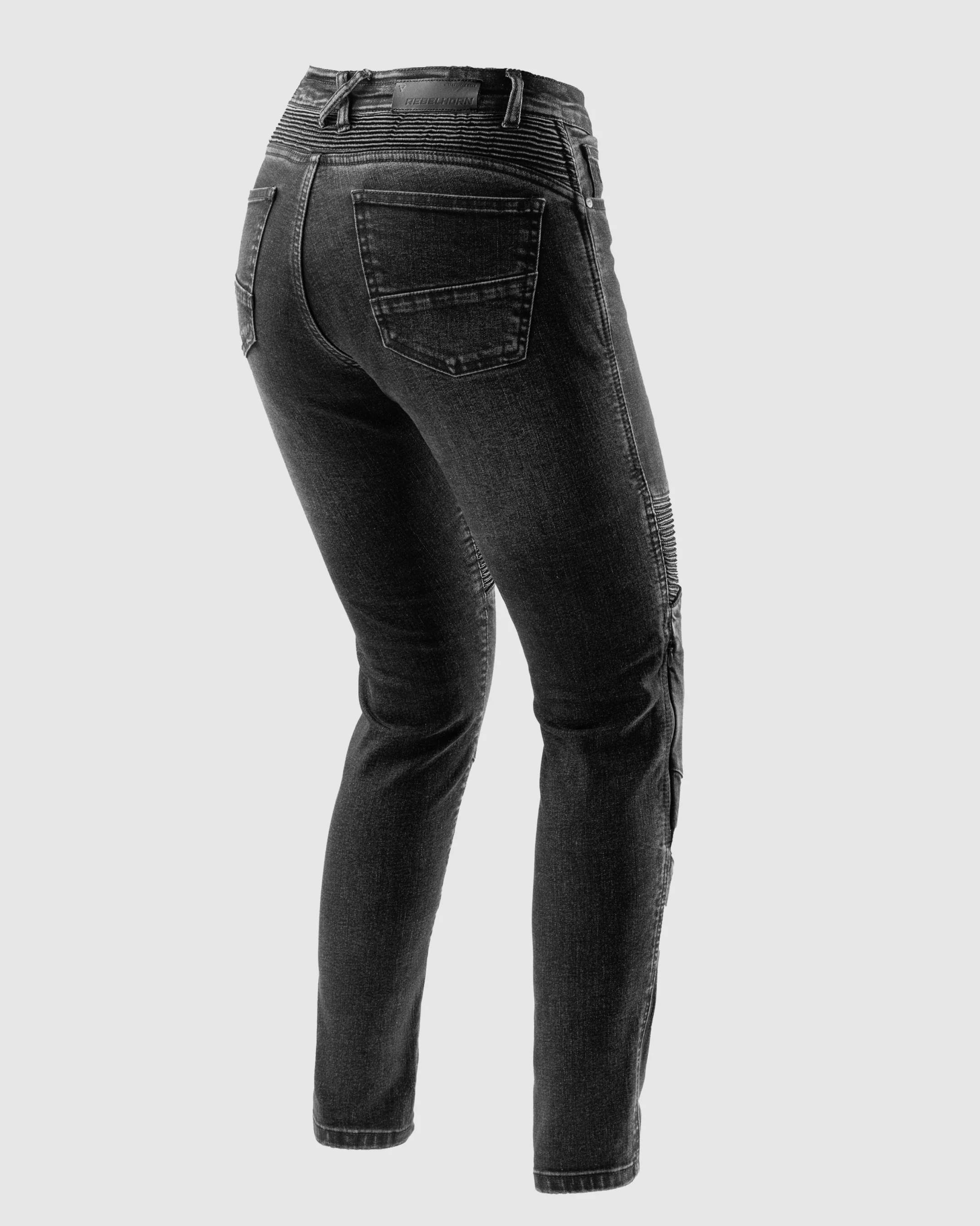 Agness 2 Mono Women’s Motorcycle Jeans Washed Black - Image 2