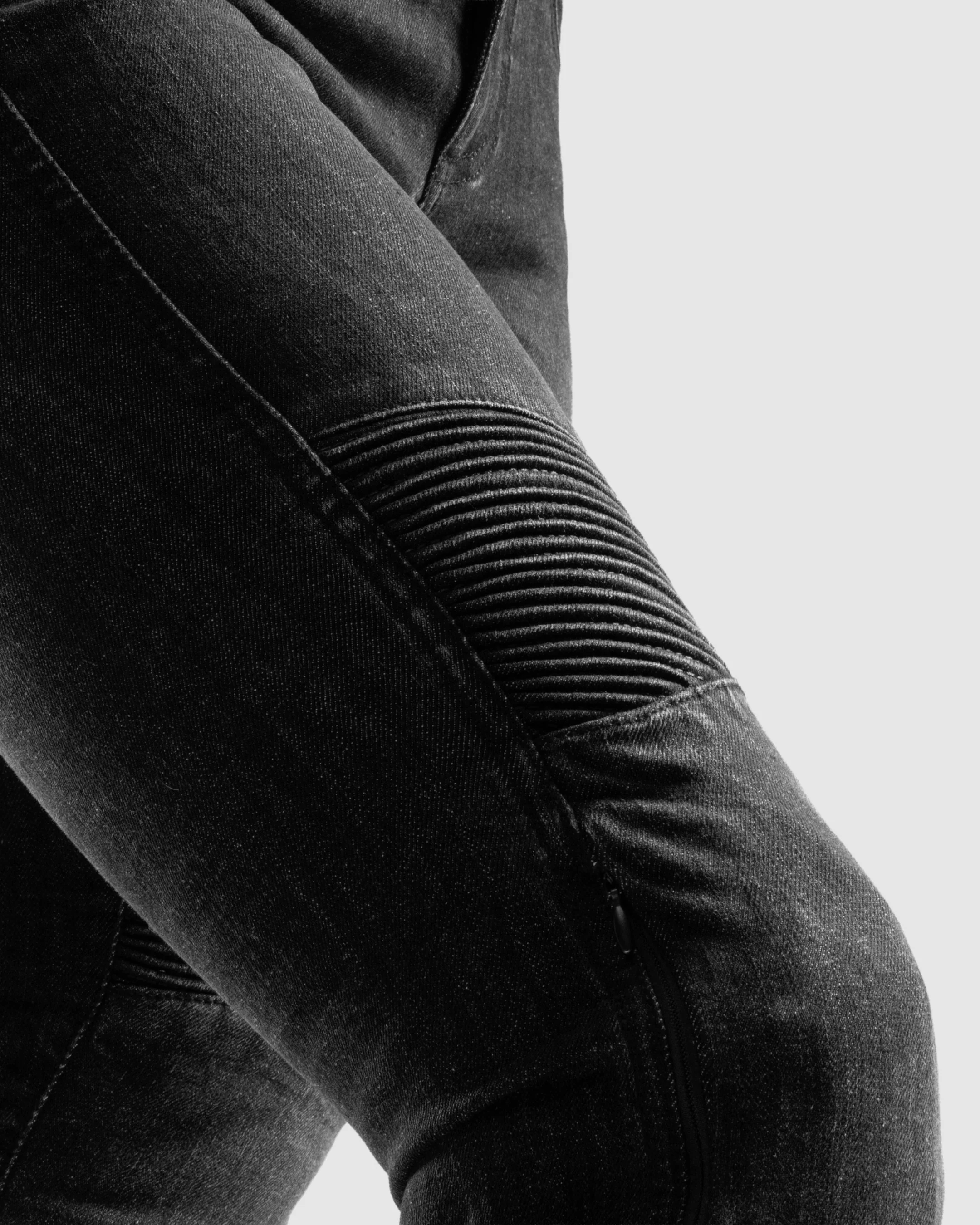 Agness 2 Mono Women’s Motorcycle Jeans Washed Black - Image 7