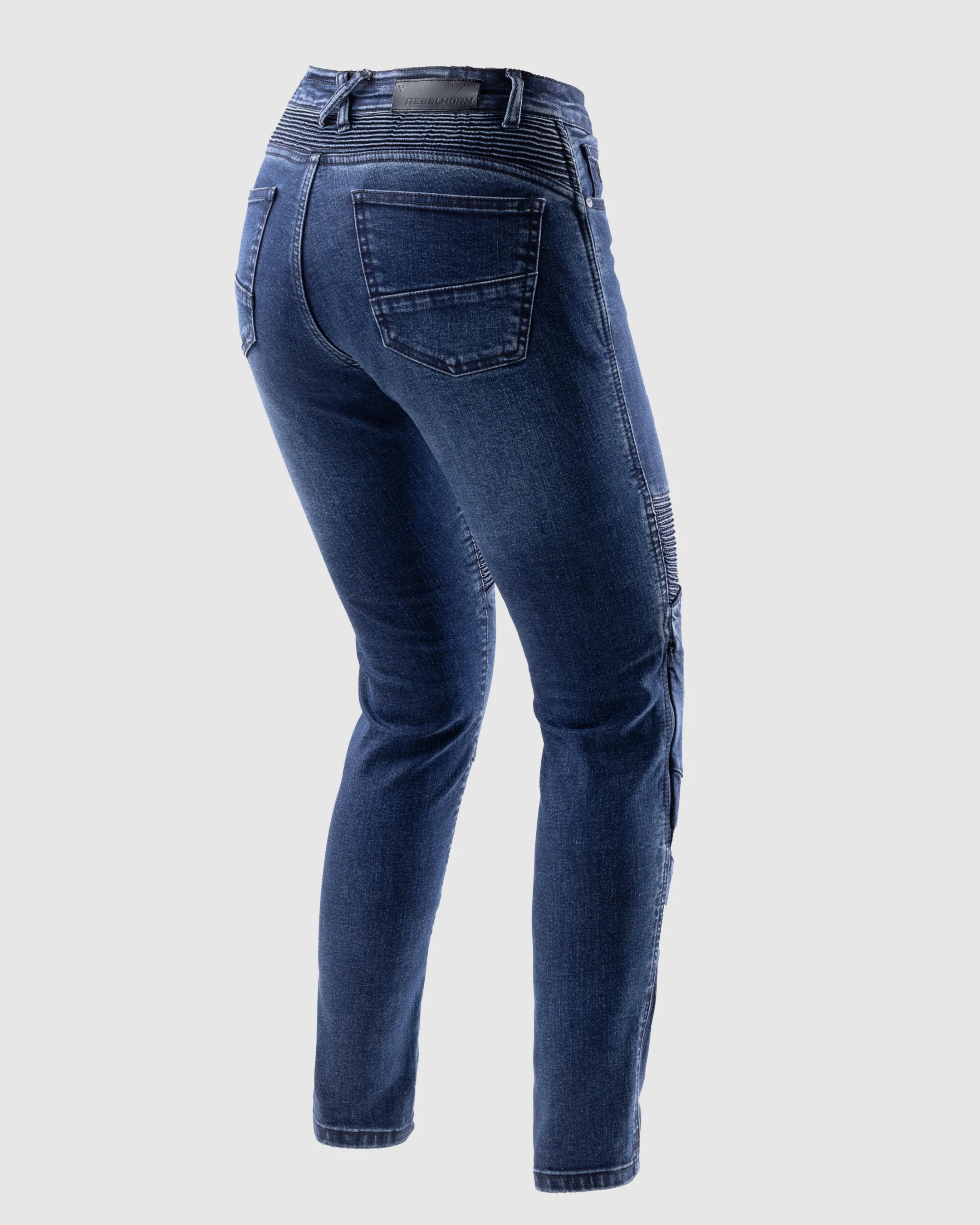 Agness 2 Mono Women’s Motorcycle Jeans Washed Blue - Image 2