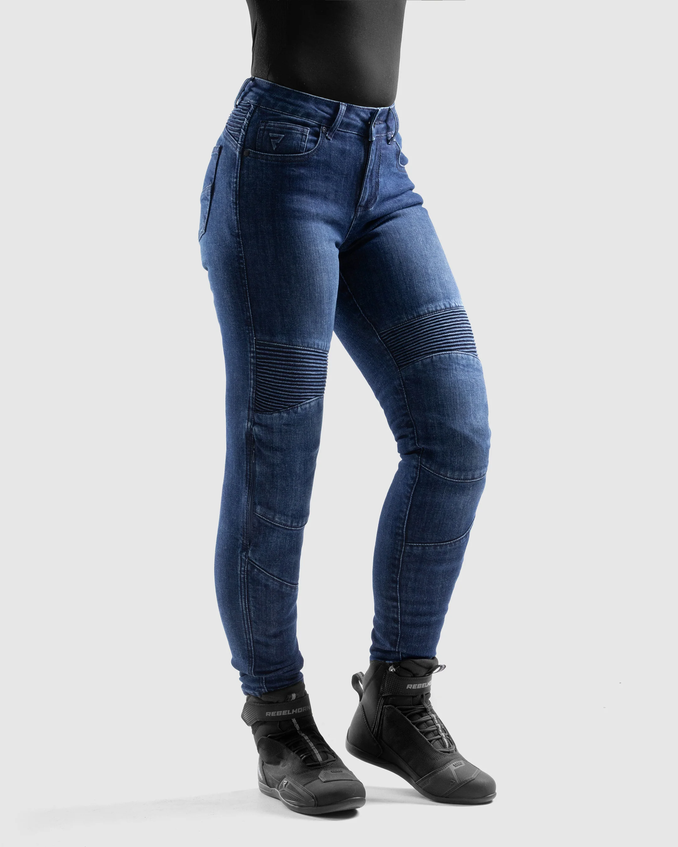 Agness 2 Mono Women’s Motorcycle Jeans Washed Blue - Image 3