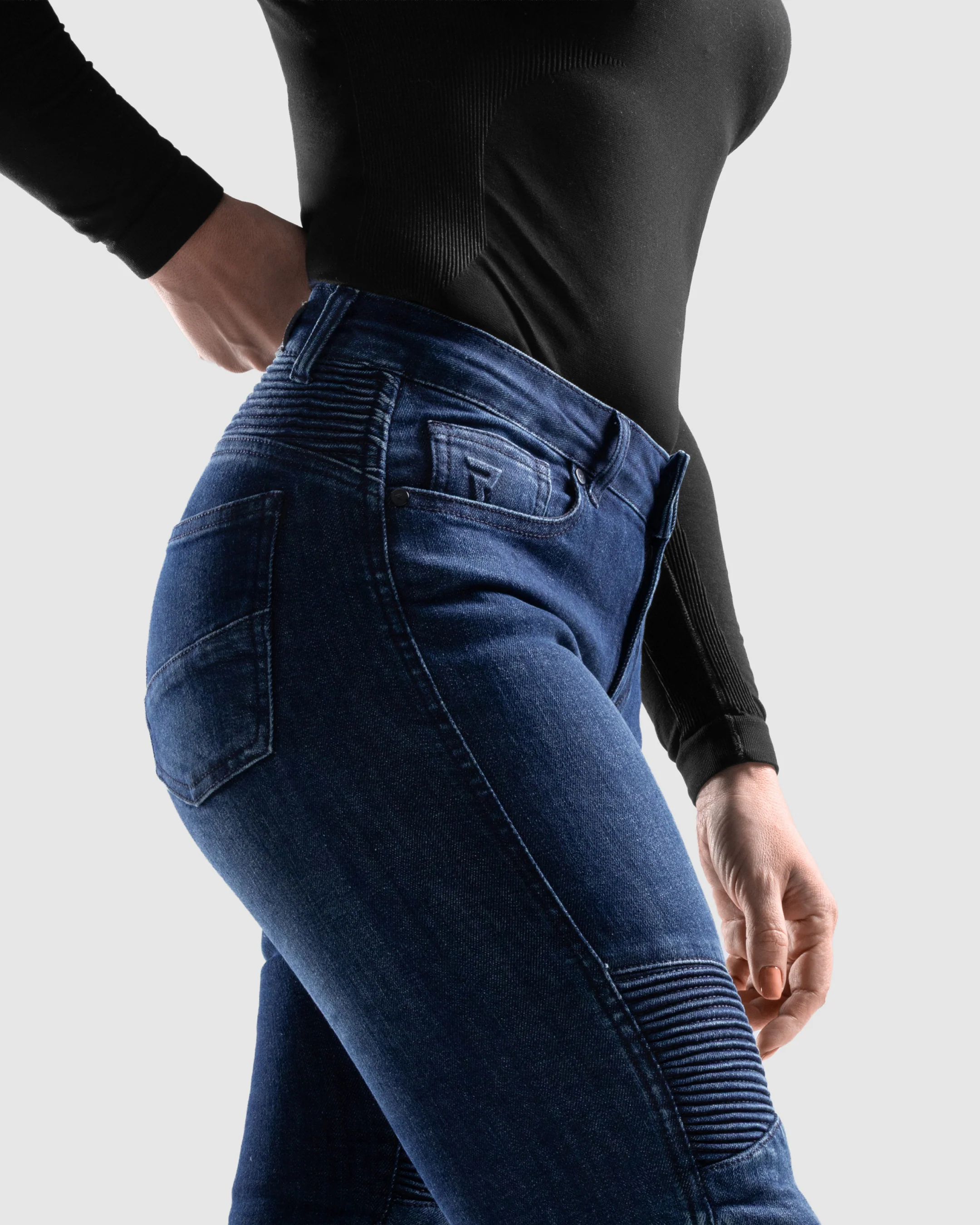 Agness 2 Mono Women’s Motorcycle Jeans Washed Blue - Image 4