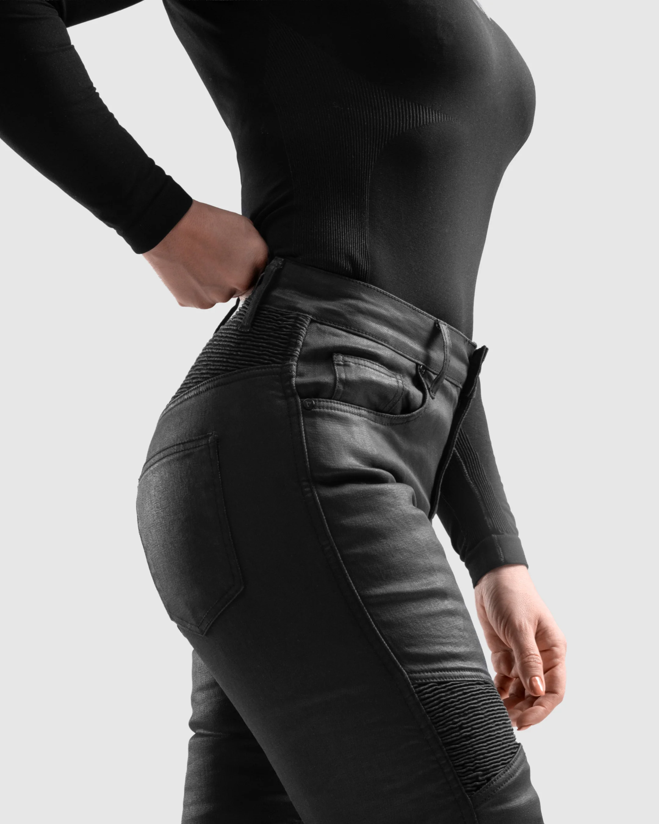 Roxy Motorcycle Jeans Women's Slim Black Waxed - Image 4